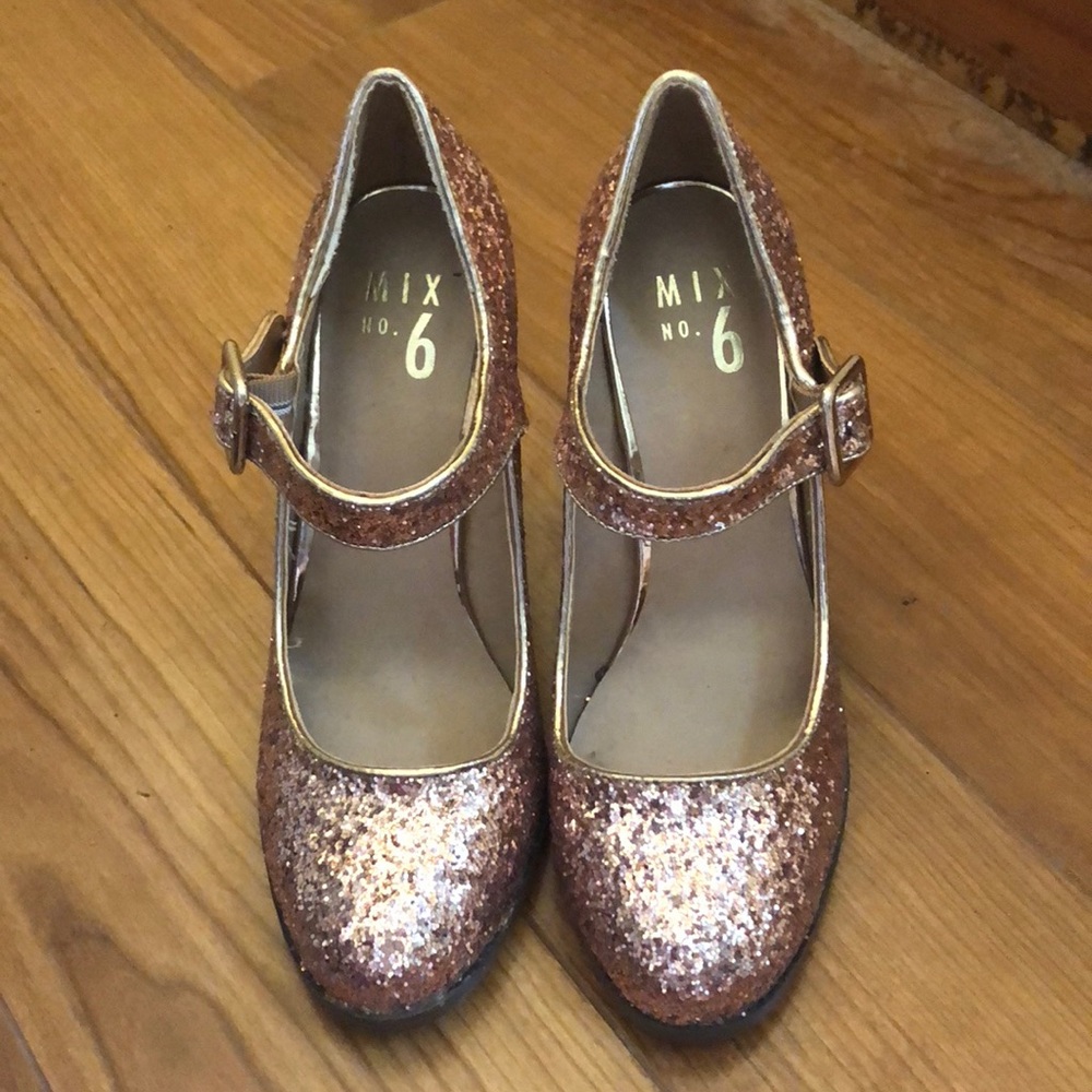 Glitter Buckle Block Heels